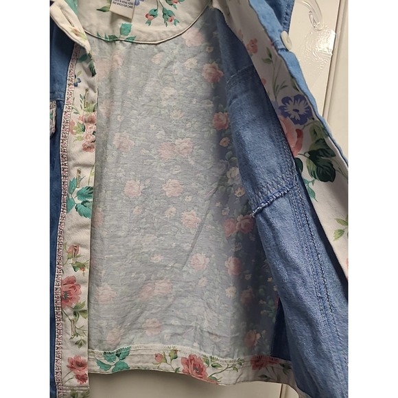 Vtg Koret City Blues denim floral trim vest Women's size M - Picture 8 of 9